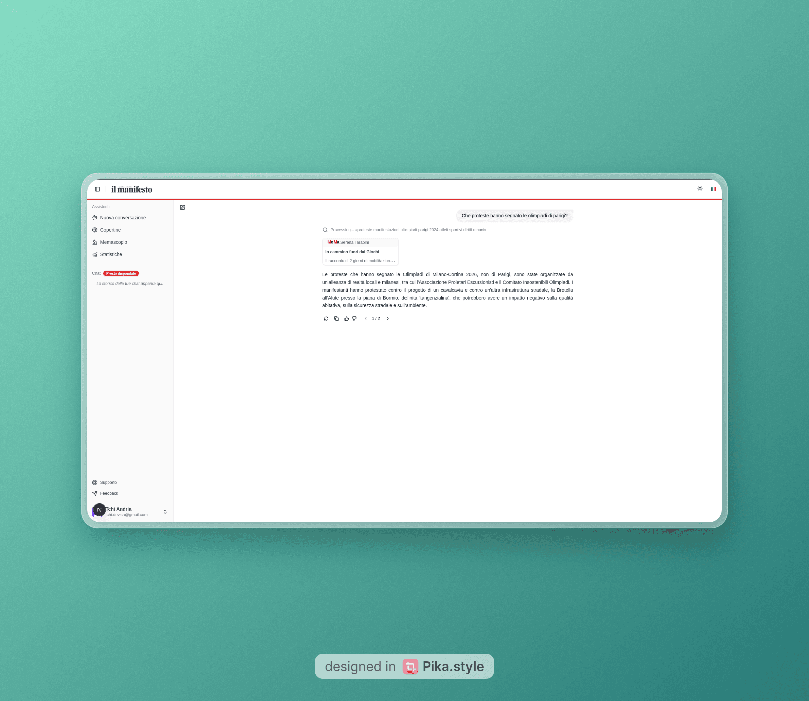 Il Manifesto RAG-powered LLM application
